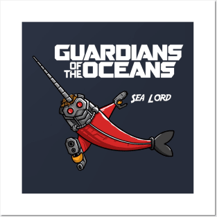 Guardians of the Oceans Sea Lord not Star, Funny Narwhal Movie Parody Posters and Art